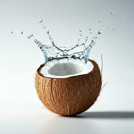 Freshly cracked organic coconut